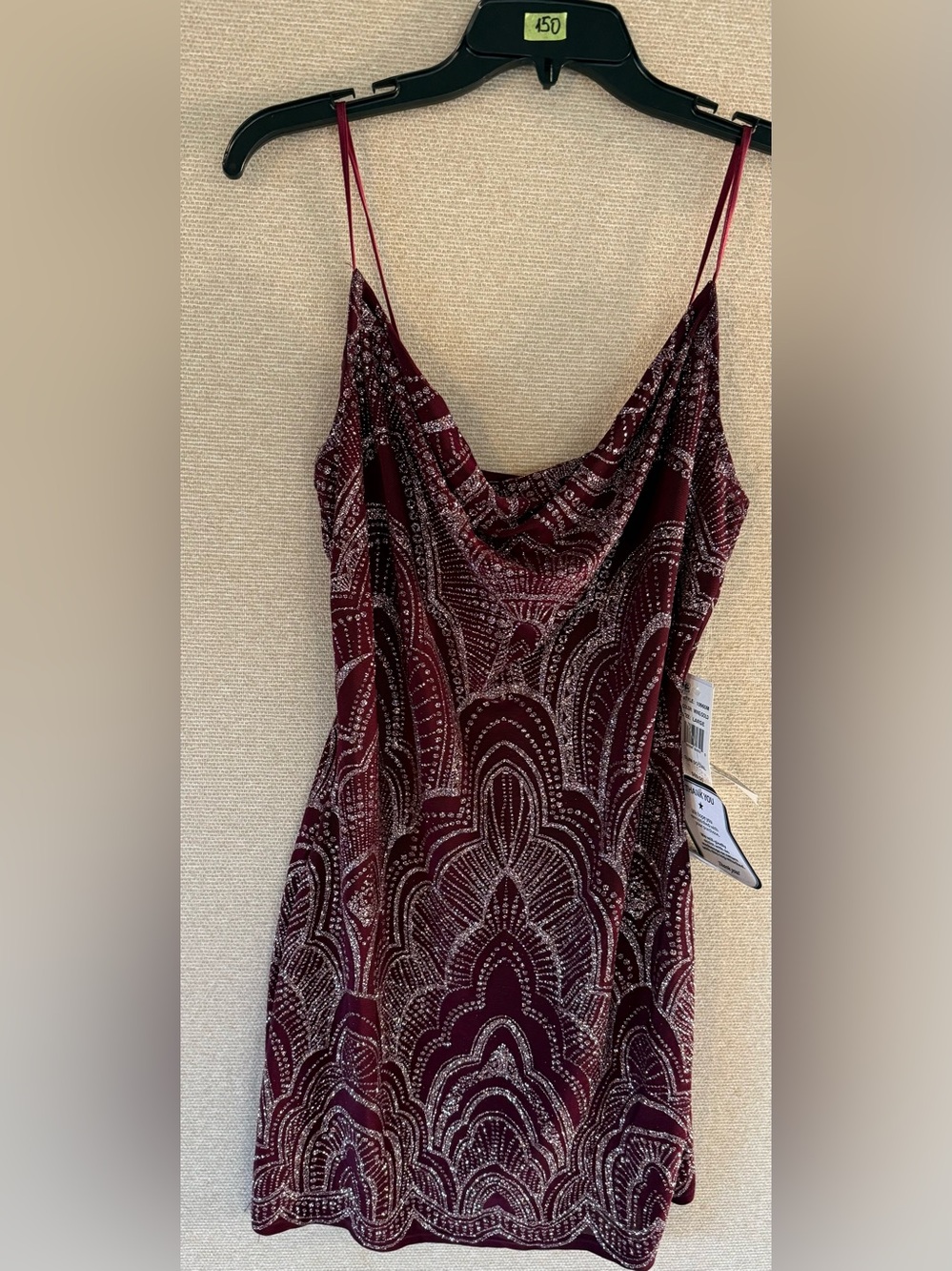 Jump Maroon Sequin Cowl Mini Dress
